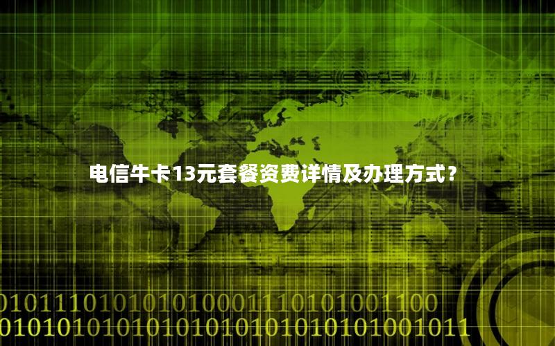电信牛卡13元套餐资费详情及办理方式？