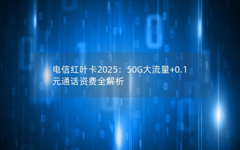 电信红叶卡2025：50G大流量+0.1元通话资费全解析