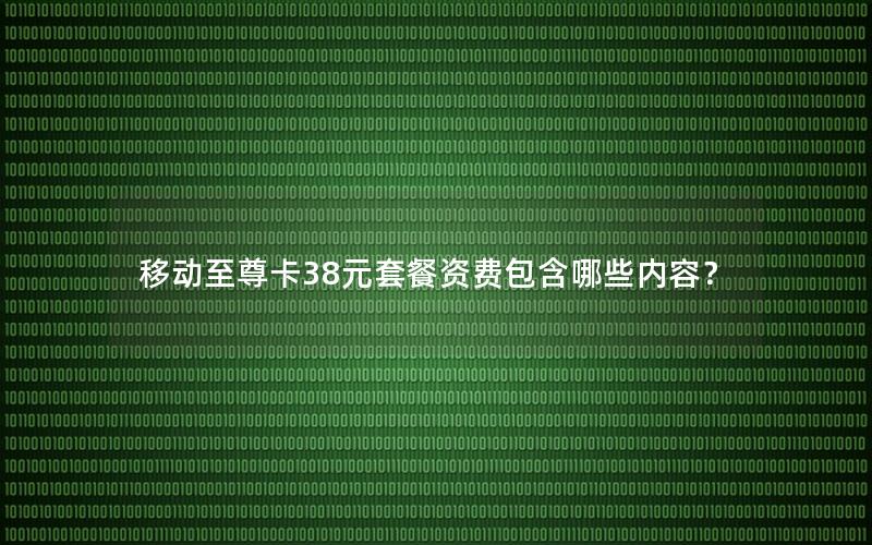移动至尊卡38元套餐资费包含哪些内容？