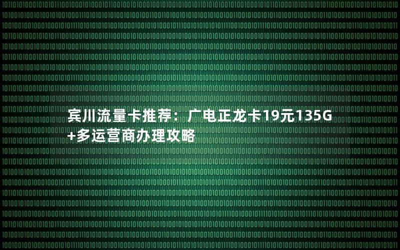 宾川流量卡推荐：广电正龙卡19元135G+多运营商办理攻略