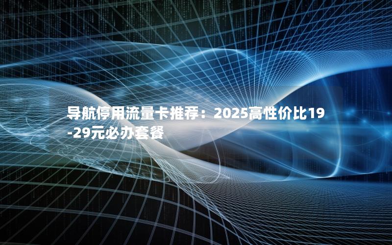 导航停用流量卡推荐：2025高性价比19-29元必办套餐