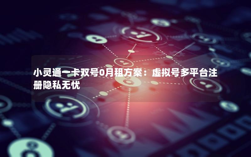 小灵通一卡双号0月租方案：虚拟号多平台注册隐私无忧