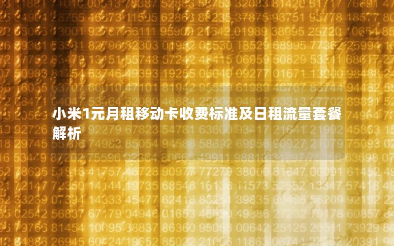 小米1元月租移动卡收费标准及日租流量套餐解析