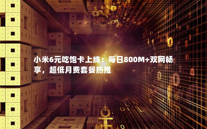 小米6元吃饱卡上线：每日800M+双网畅享，超低月费套餐热推