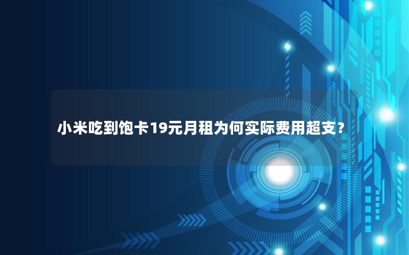 小米吃到饱卡19元月租为何实际费用超支？