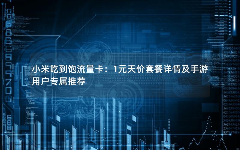 小米吃到饱流量卡：1元天价套餐详情及手游用户专属推荐