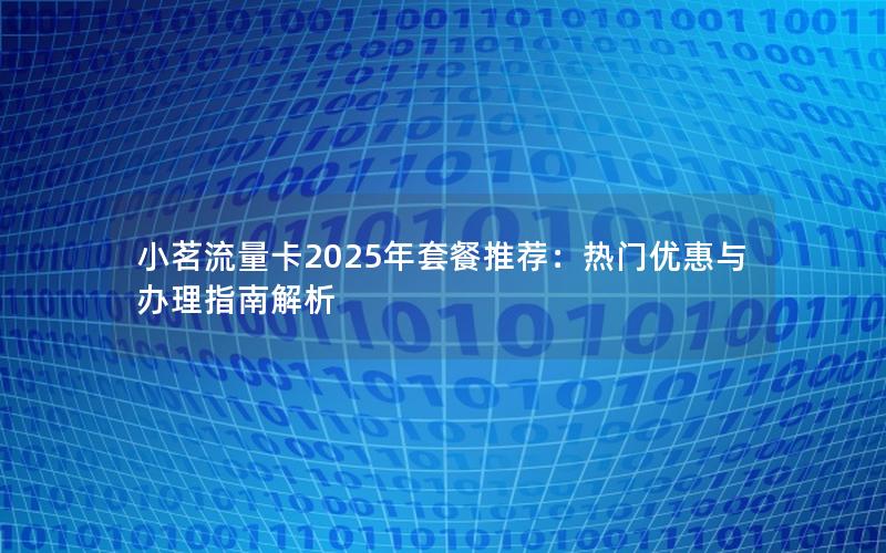 小茗流量卡2025年套餐推荐：热门优惠与办理指南解析