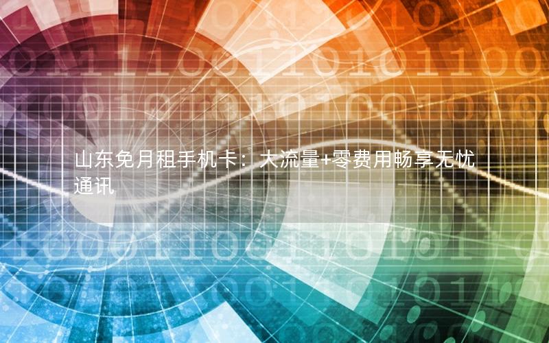 山东免月租手机卡：大流量+零费用畅享无忧通讯