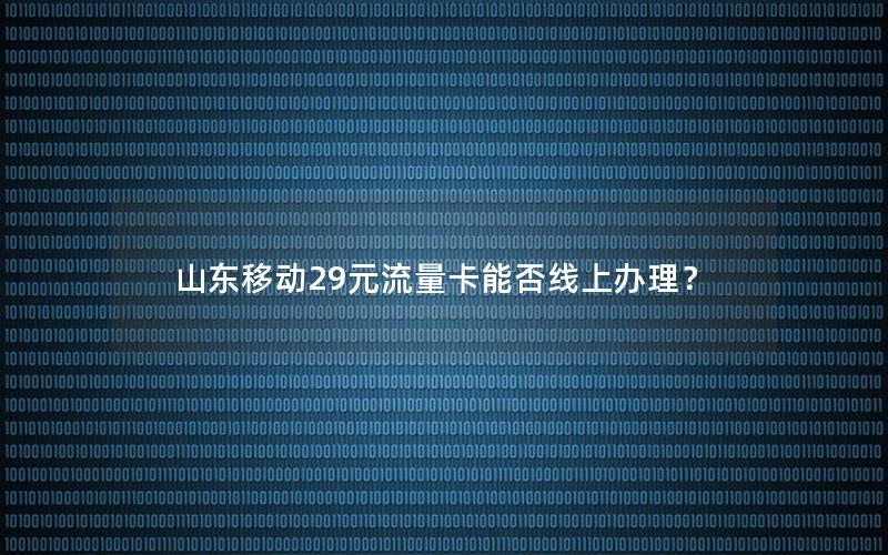 山东移动29元流量卡能否线上办理？