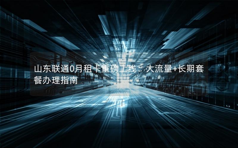 山东联通0月租卡重磅上线：大流量+长期套餐办理指南