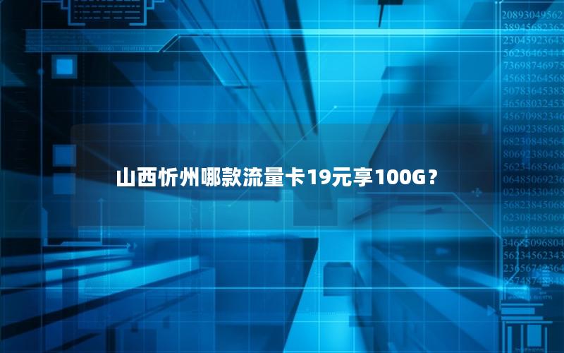 山西忻州哪款流量卡19元享100G？