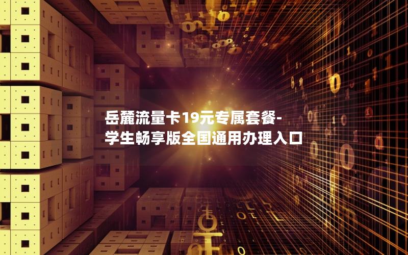 岳麓流量卡19元专属套餐-学生畅享版全国通用办理入口