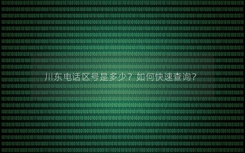 川东电话区号是多少？如何快速查询？