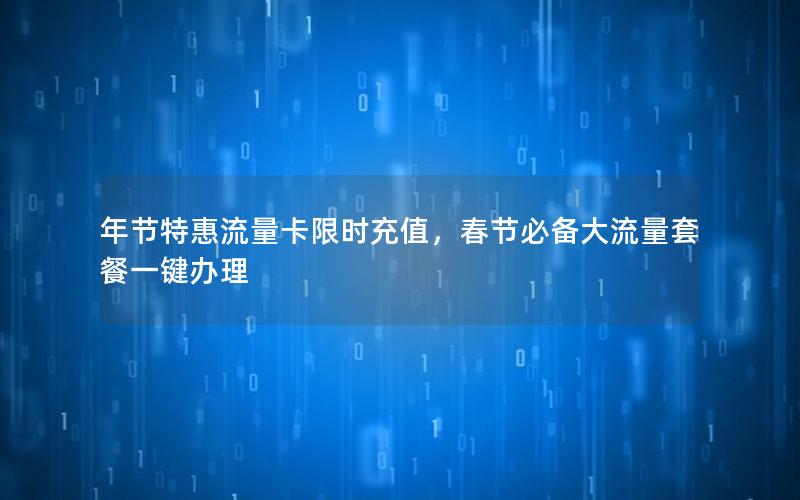 年节特惠流量卡限时充值，春节必备大流量套餐一键办理