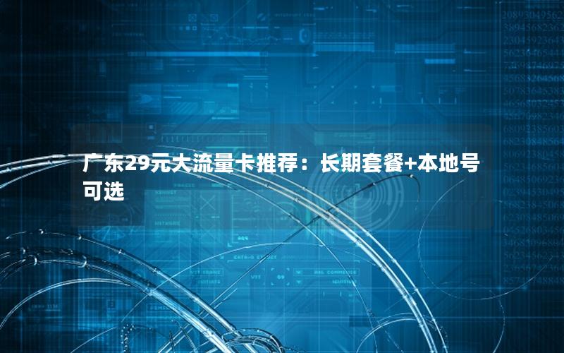 广东29元大流量卡推荐：长期套餐+本地号可选