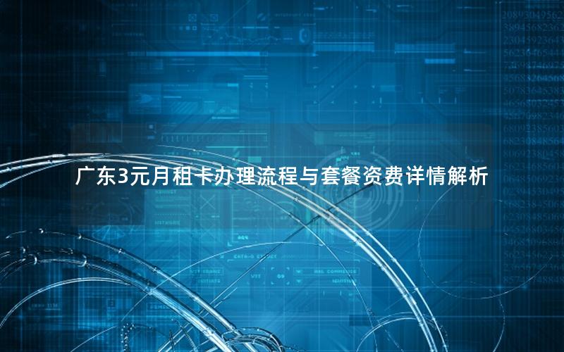 广东3元月租卡办理流程与套餐资费详情解析