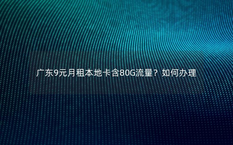 广东9元月租本地卡含80G流量？如何办理