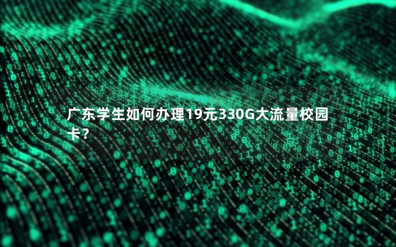 广东学生如何办理19元330G大流量校园卡？