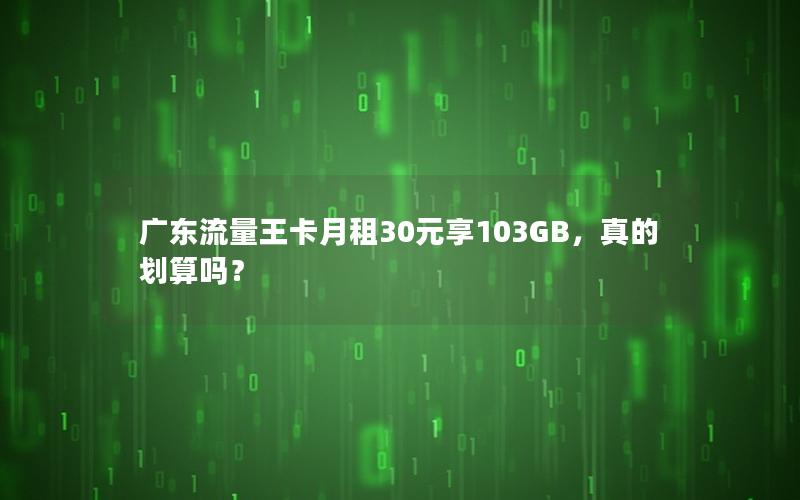 广东流量王卡月租30元享103GB，真的划算吗？