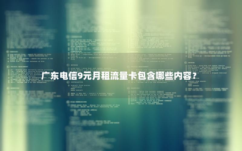 广东电信9元月租流量卡包含哪些内容？
