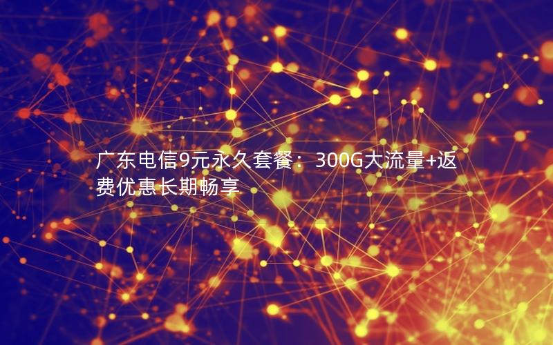 广东电信9元永久套餐：300G大流量+返费优惠长期畅享