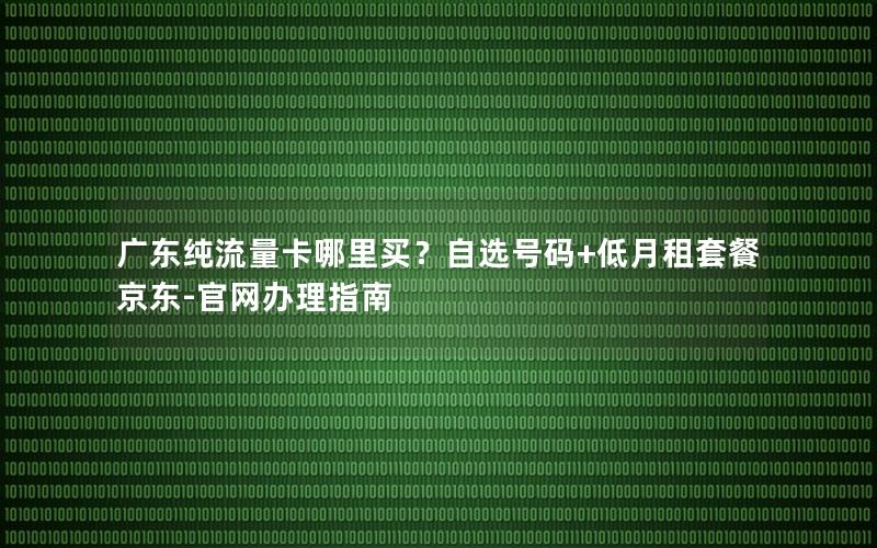 广东纯流量卡哪里买？自选号码+低月租套餐京东-官网办理指南