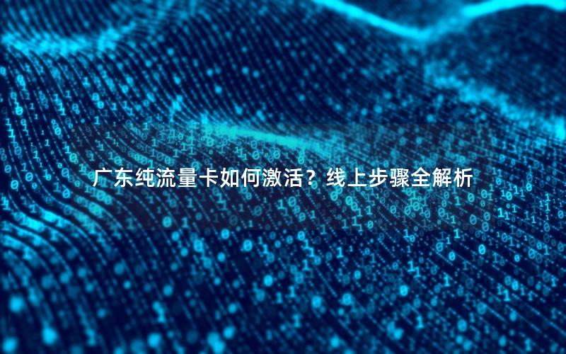 广东纯流量卡如何激活？线上步骤全解析