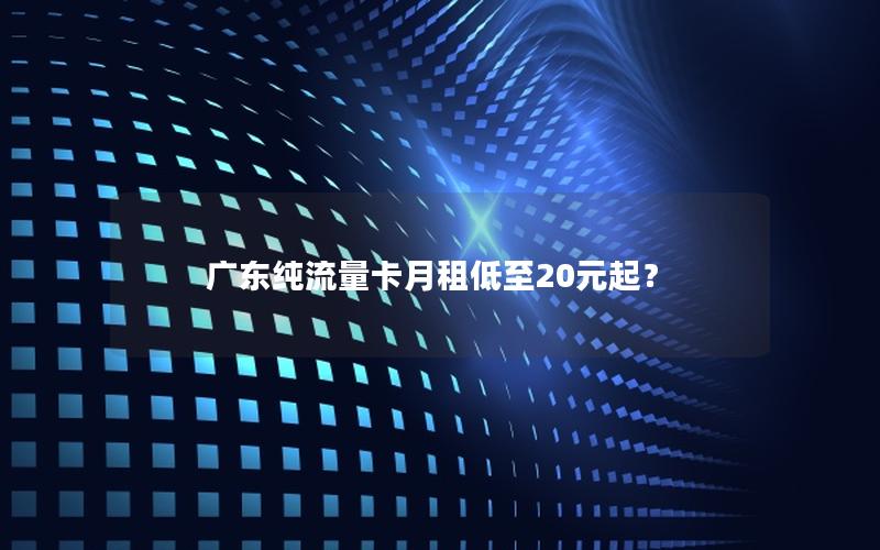 广东纯流量卡月租低至20元起？