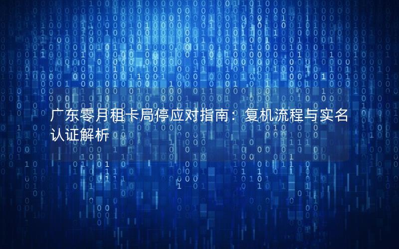 广东零月租卡局停应对指南：复机流程与实名认证解析