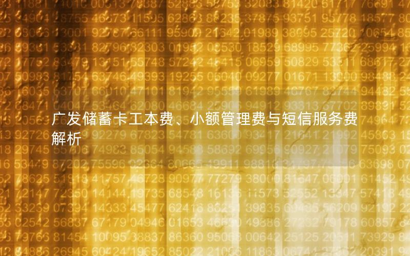 广发储蓄卡工本费、小额管理费与短信服务费解析
