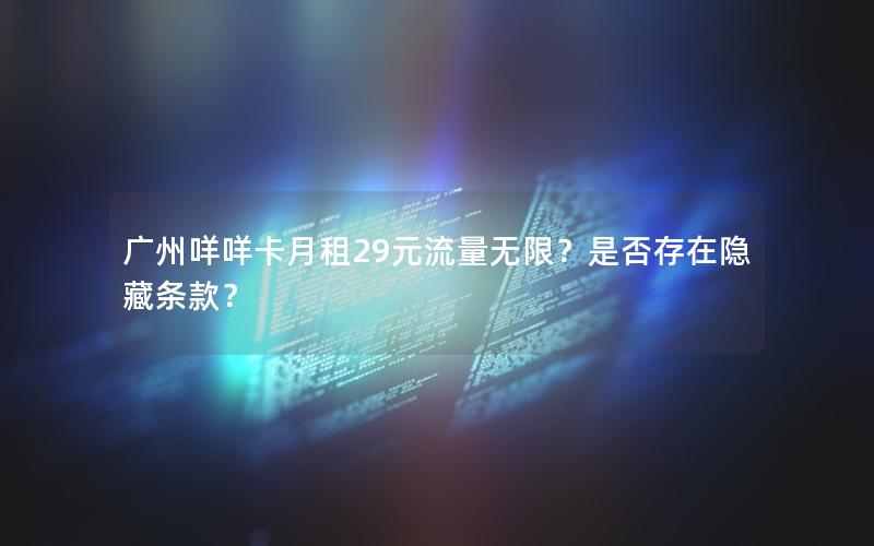 广州咩咩卡月租29元流量无限？是否存在隐藏条款？