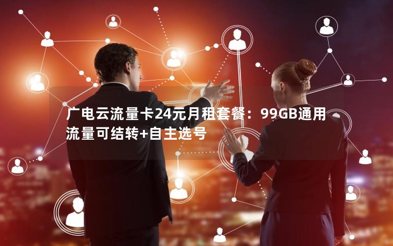 广电云流量卡24元月租套餐：99GB通用流量可结转+自主选号