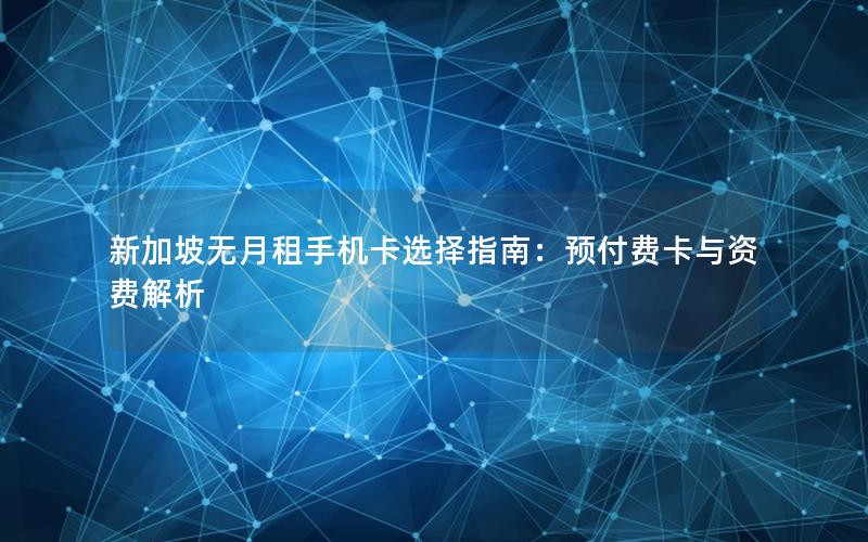 新加坡无月租手机卡选择指南：预付费卡与资费解析