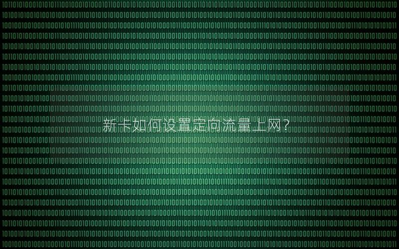 新卡如何设置定向流量上网？
