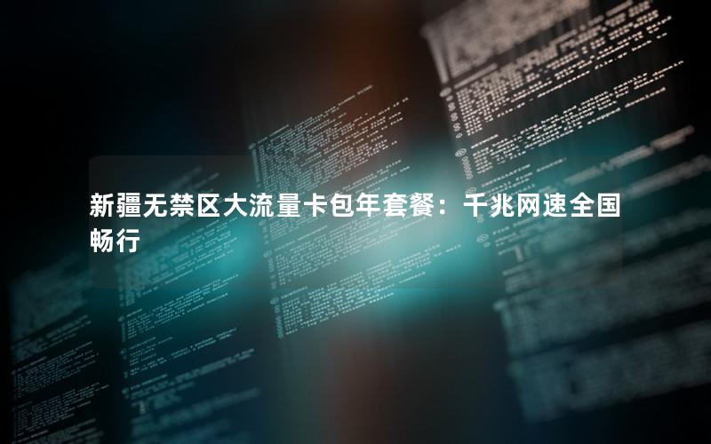 新疆无禁区大流量卡包年套餐：千兆网速全国畅行
