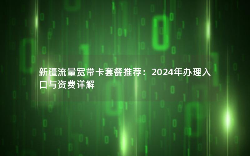 新疆流量宽带卡套餐推荐：2024年办理入口与资费详解