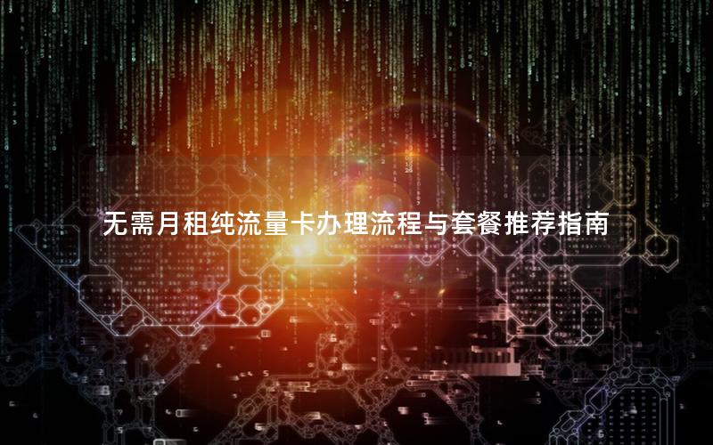 无需月租纯流量卡办理流程与套餐推荐指南