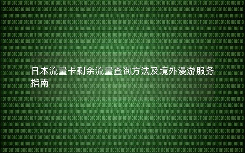 日本流量卡剩余流量查询方法及境外漫游服务指南