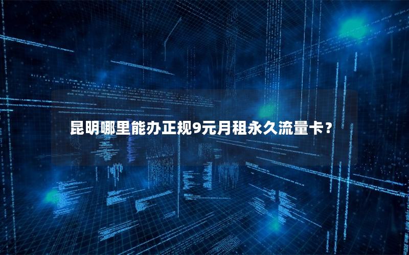 昆明哪里能办正规9元月租永久流量卡？