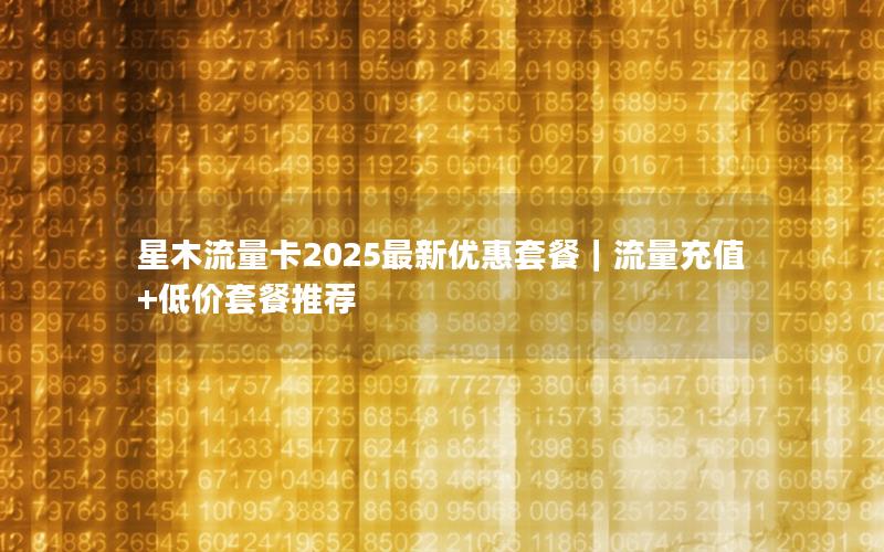 星木流量卡2025最新优惠套餐｜流量充值+低价套餐推荐
