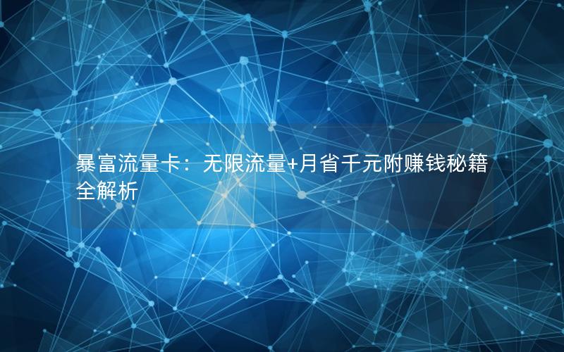 暴富流量卡：无限流量+月省千元附赚钱秘籍全解析