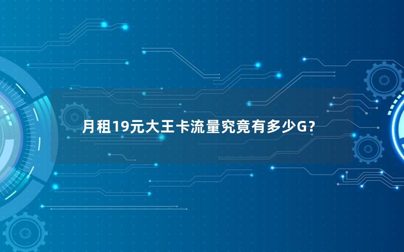 月租19元大王卡流量究竟有多少G？