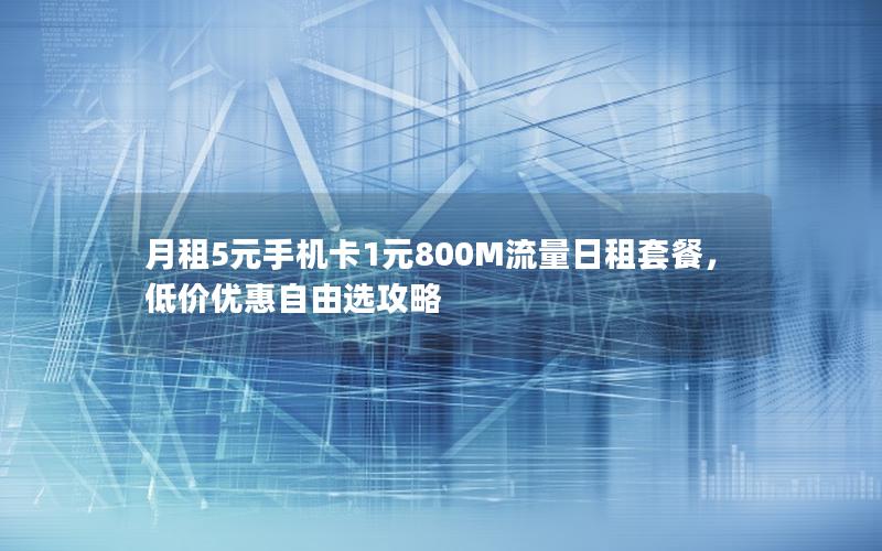 月租5元手机卡1元800M流量日租套餐，低价优惠自由选攻略