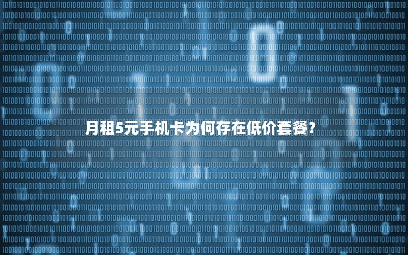月租5元手机卡为何存在低价套餐？