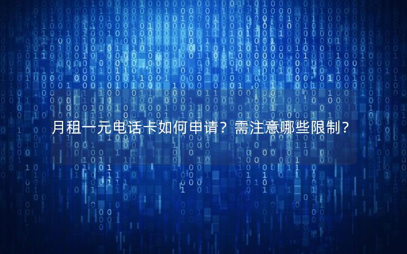 月租一元电话卡如何申请？需注意哪些限制？