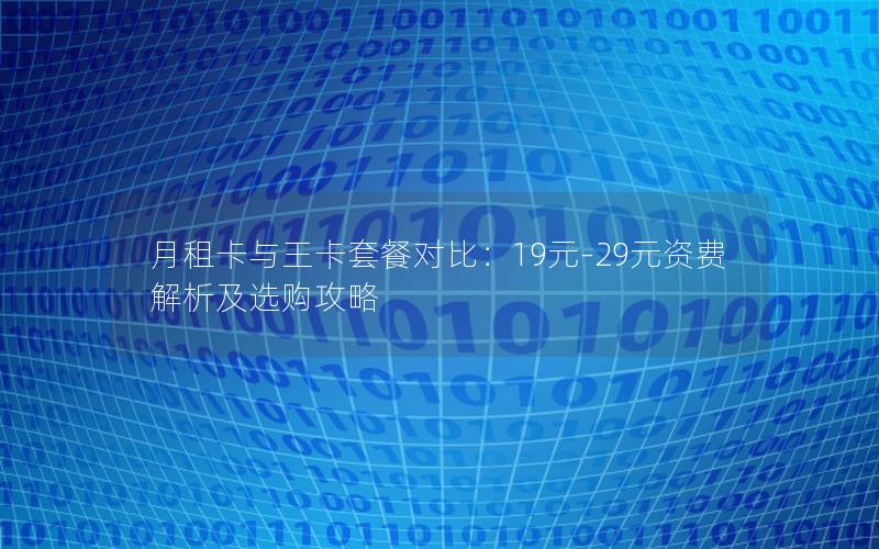 月租卡与王卡套餐对比：19元-29元资费解析及选购攻略