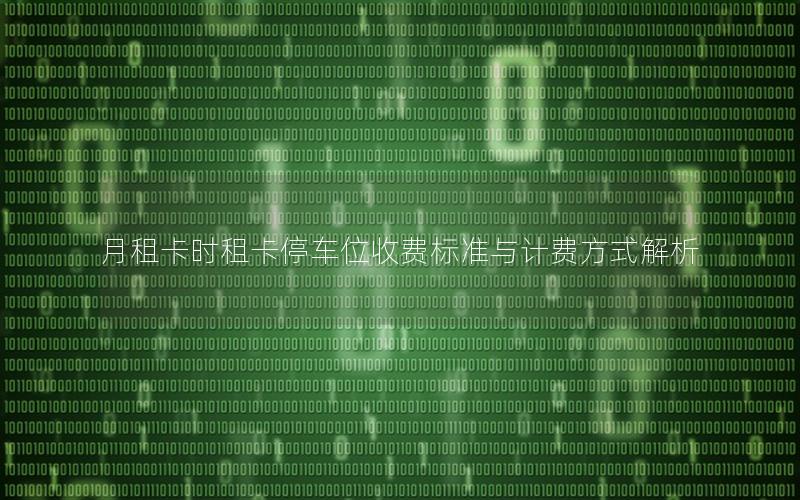 月租卡时租卡停车位收费标准与计费方式解析