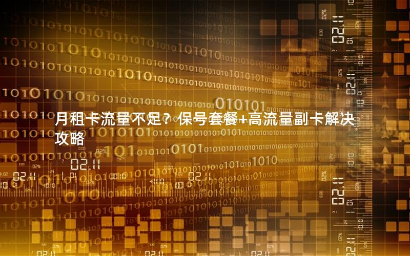 月租卡流量不足？保号套餐+高流量副卡解决攻略