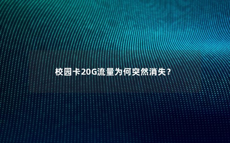 校园卡20G流量为何突然消失？