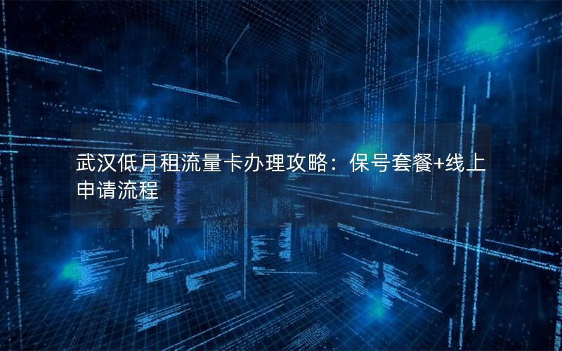 武汉低月租流量卡办理攻略：保号套餐+线上申请流程